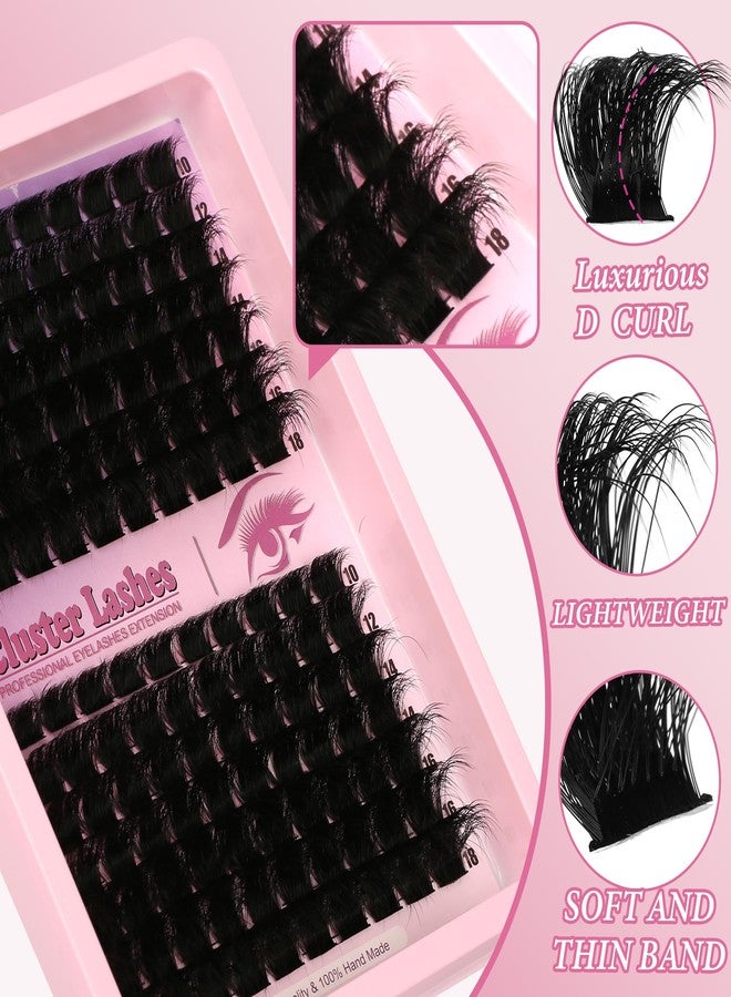 Himirell D Curl Lash Clusters Extensions 140 Pcs Individual Eye lash Clusters 300D Cluster Eyelash Lashes Wispy Clusters Lashes Makeup at Home - DIY Lash Extension Kit for Self Application (9-18MM) Mix - Image 4